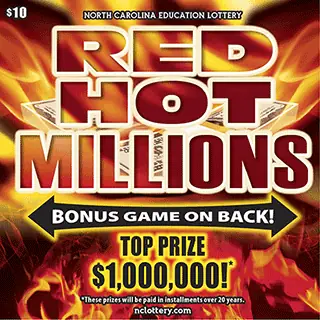 Red Hot Millions North Carolina scratch-off ticket
