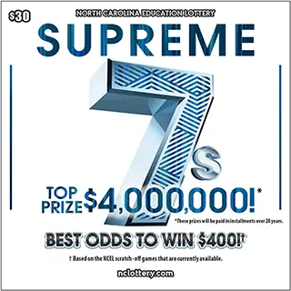 Supreme 7s North Carolina scratch-off ticket