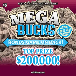 MEGA BUCKS North Carolina scratch-off ticket