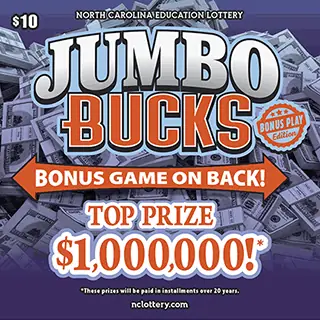 JUMBO BUCKS North Carolina scratch-off ticket