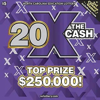 20X The Cash North Carolina scratch-off ticket