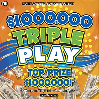 $1,000,000 Triple Play North Carolina scratch-off ticket