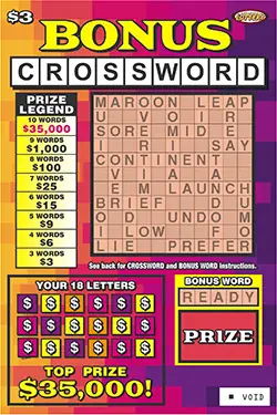 Bonus Crossword Nebraska scratch game ticket