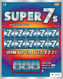 Super 7s Nebraska scratch game ticket