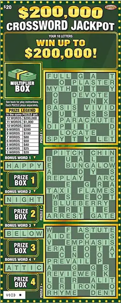 $200,000 Crossword Jackpot Nebraska scratch game ticket