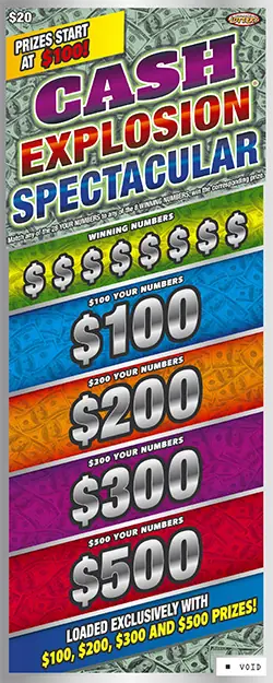 Cash Explosion Spectacular® Nebraska scratch game ticket