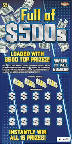 Full of $500s Nebraska scratch game ticket