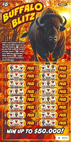 Buffalo Blitz Nebraska scratch game ticket