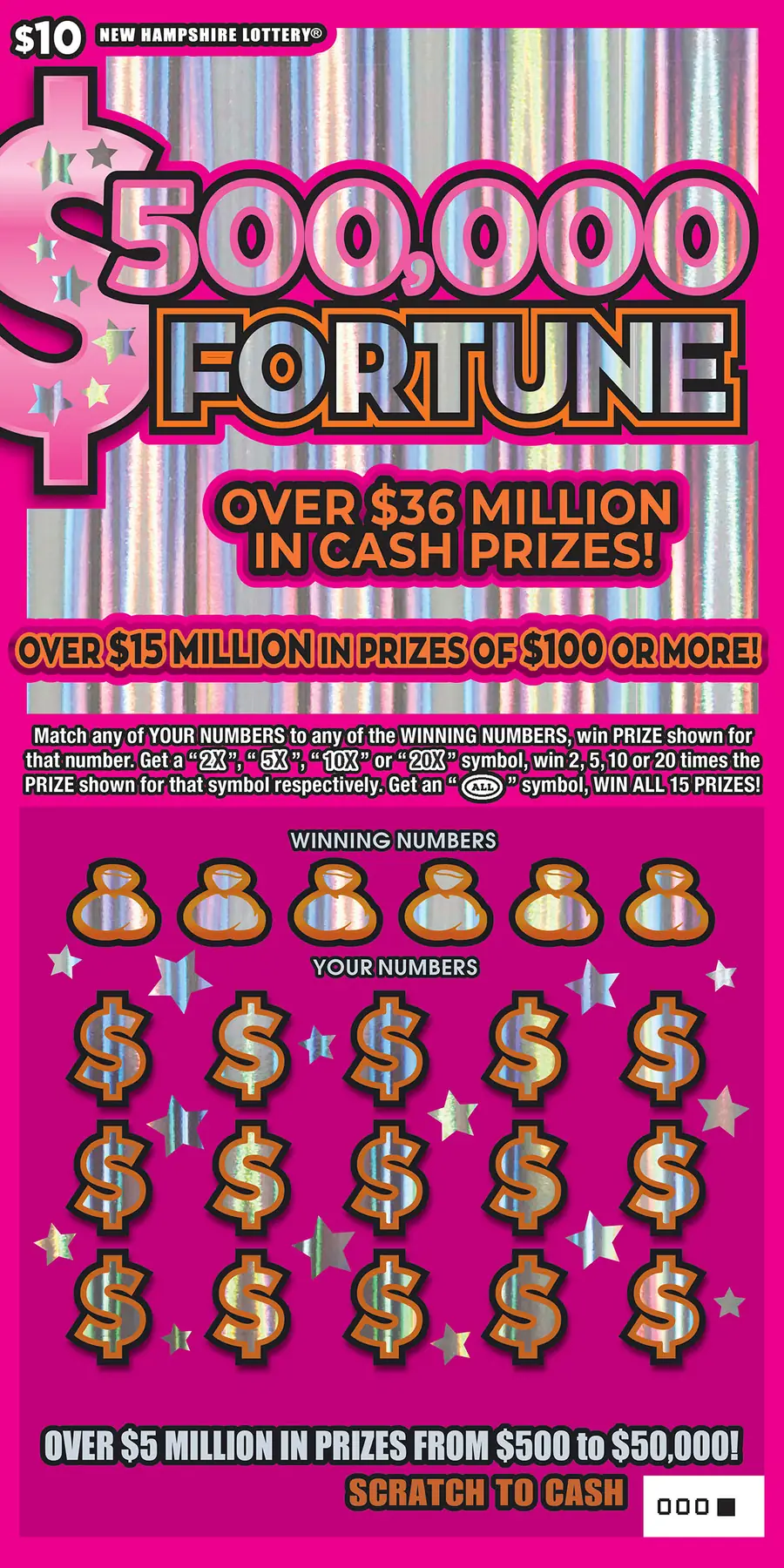 $500,000 Fortunes Series IV New Hampshire scratch game ticket