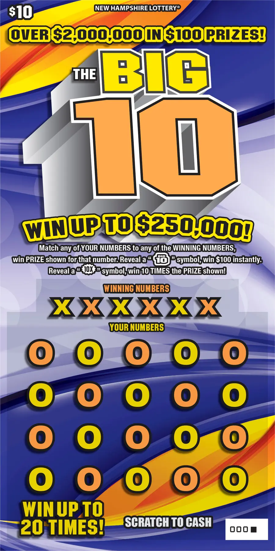 The Big 10 New Hampshire scratch game ticket