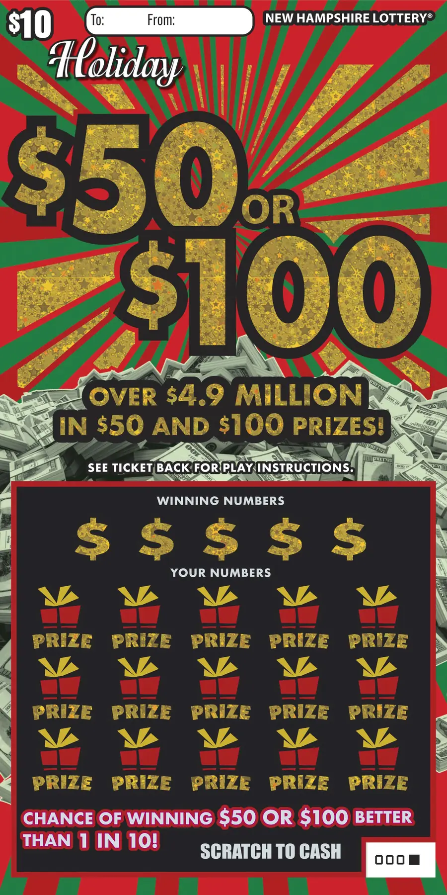 $50 or $100 Series VI New Hampshire scratch game ticket