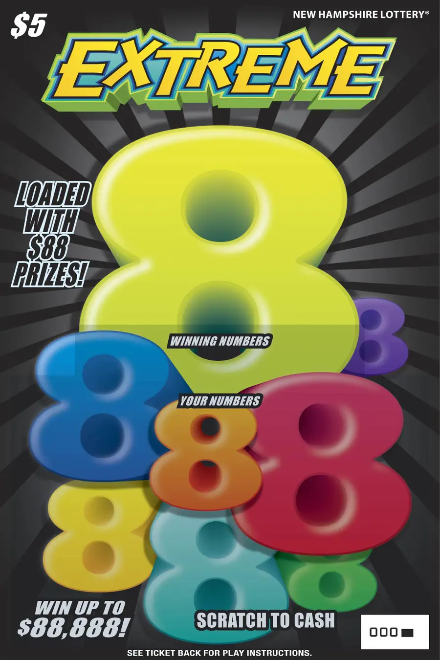 Extreme 8’s New Hampshire scratch game ticket