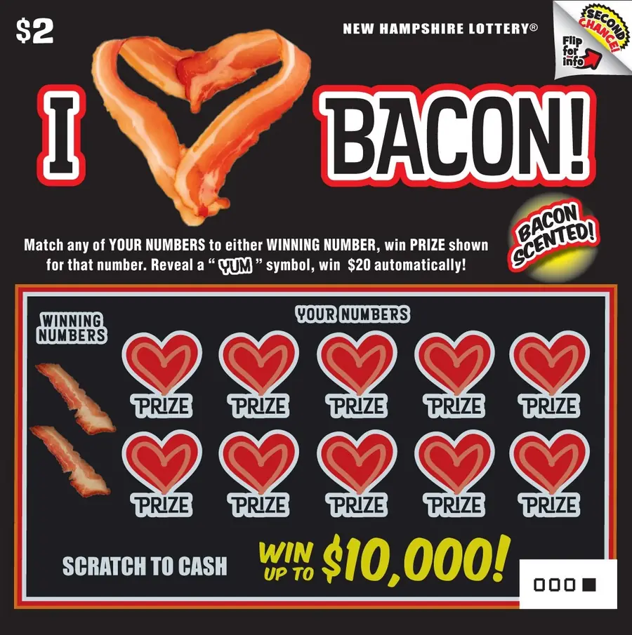 I Heart Bacon New Hampshire scratch game ticket
