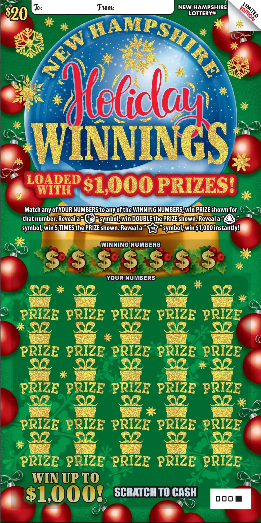 New Hampshire Holiday Winnings New Hampshire scratch game ticket