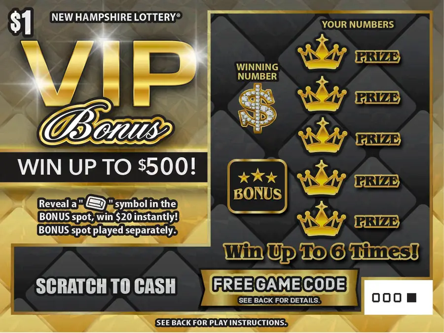 VIP Bonus New Hampshire scratch game ticket