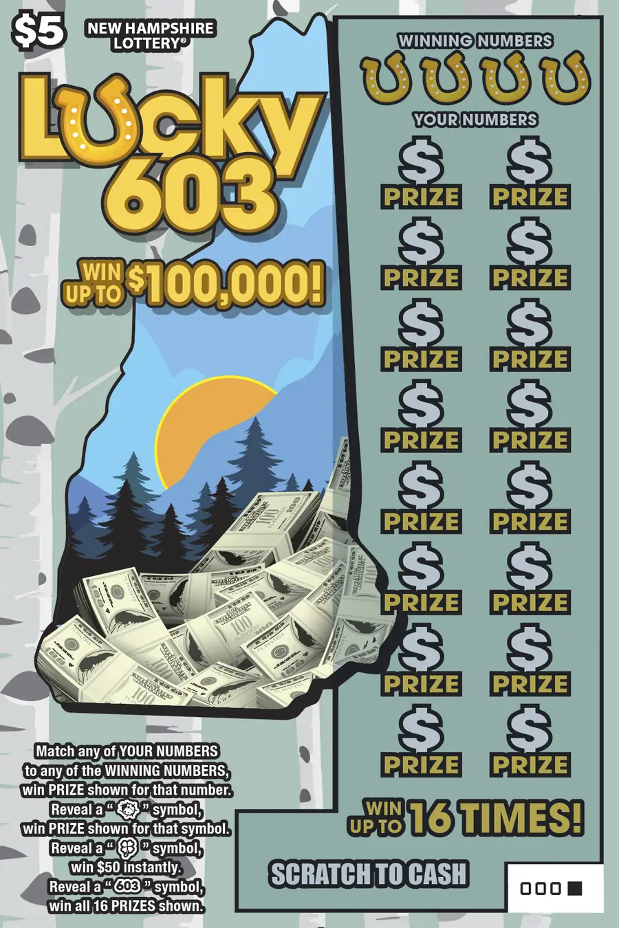 Lucky 603 New Hampshire scratch game ticket
