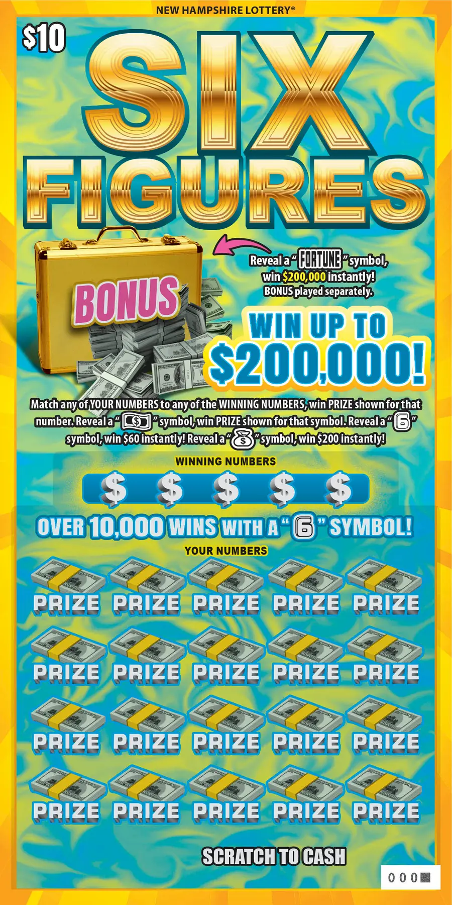 Six Figures New Hampshire scratch game ticket