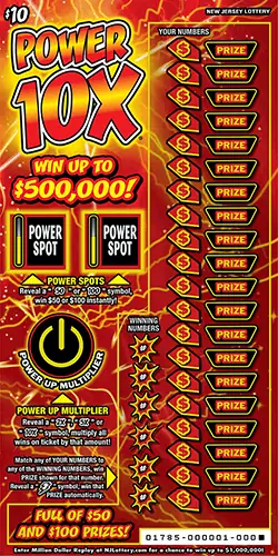 Power 10X New Jersey scratch-off ticket
