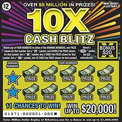10X Cash Blitz New Jersey scratch-off ticket