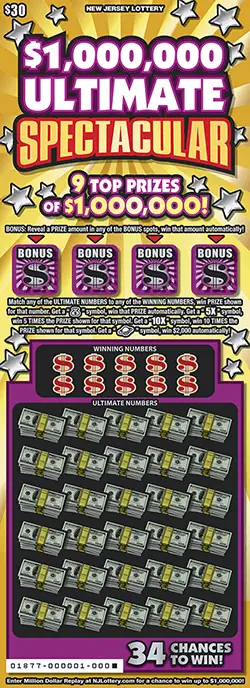 $1,000,000 Ultimate Spectacul New Jersey scratch-off ticket