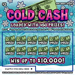 Cold Cash New Jersey scratch-off ticket