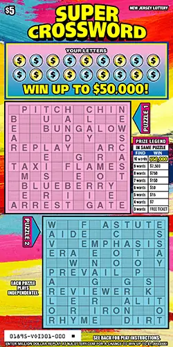 Super Crossword New Jersey scratch-off ticket