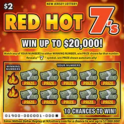 Red Hot 7's New Jersey scratch-off ticket