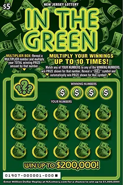 In The Green New Jersey scratch-off ticket