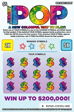 Jersey Pop New Jersey scratch-off ticket