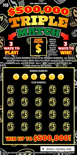$500,000 Triple Match New Jersey scratch-off ticket