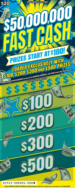 $50,000,000 Fast Cash New Jersey scratch-off ticket