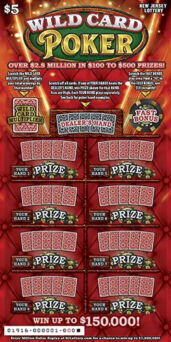 Wild Card Poker New Jersey scratch-off ticket