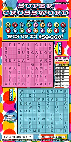 Super Crossword New Jersey scratch-off ticket