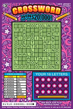 Crossword New Jersey scratch-off ticket