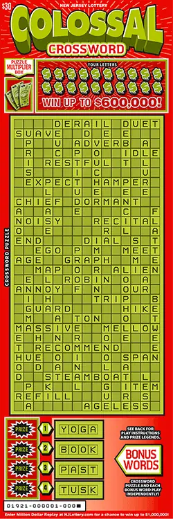 Colossal Crossword New Jersey scratch-off ticket