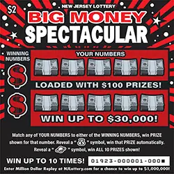 Big Money Spectacular New Jersey scratch-off ticket