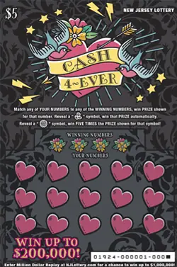 Cash 4-Ever New Jersey scratch-off ticket