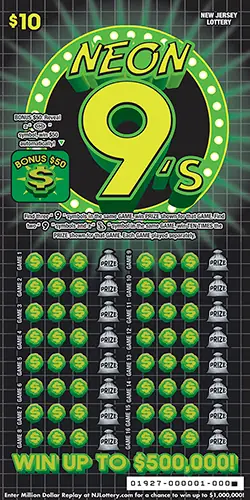 Neon 9's New Jersey scratch-off ticket