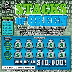 Stacks Of Green New Jersey scratch-off ticket