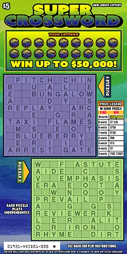 Super Crossword New Jersey scratch-off ticket