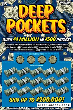 Deep Pockets New Jersey scratch-off ticket
