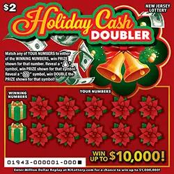 Holiday Cash Doubler New Jersey scratch-off ticket