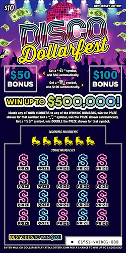 Disco Dollarfest New Jersey scratch-off ticket