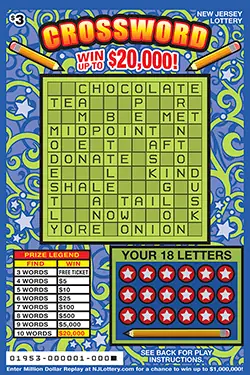 Crossword New Jersey scratch-off ticket