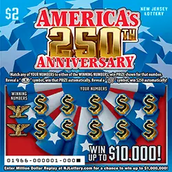 America's 250th Anniversary New Jersey scratch-off ticket