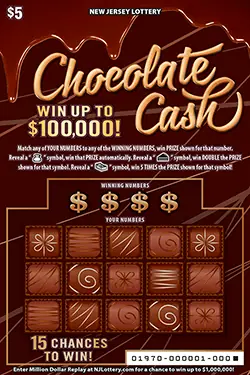 Chocolate Cash New Jersey scratch-off ticket