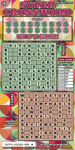 Super Crossword New Jersey scratch-off ticket