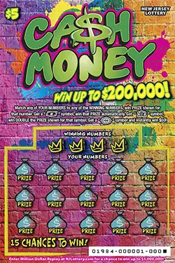 Ca$h Money New Jersey scratch-off ticket