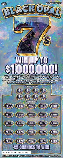 Black Opal 7's New Jersey scratch-off ticket