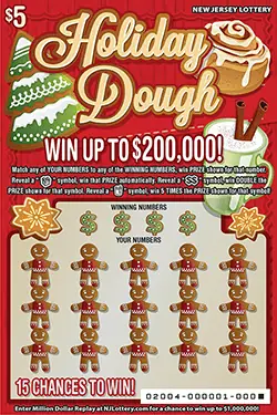 Holiday Dough New Jersey scratch-off ticket